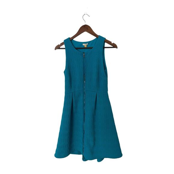 Anthropologie Leifsdottir Turquoise Tonnelle Zip Front Mini Dress size 2 - Picture 1 of 2